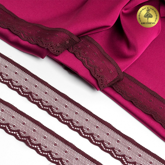 Кружево-стрейч KRUZHEVO арт.TBY.8028 шир.25мм цв.076 сливовое вино уп.50м