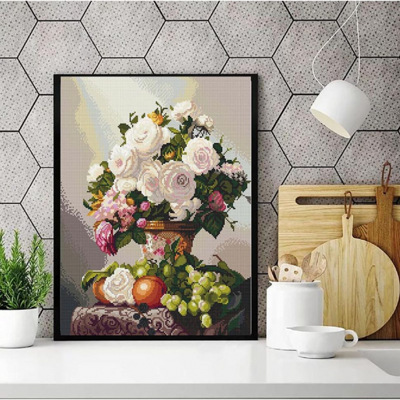 177489_Картина стразами "Букет с виноградом"