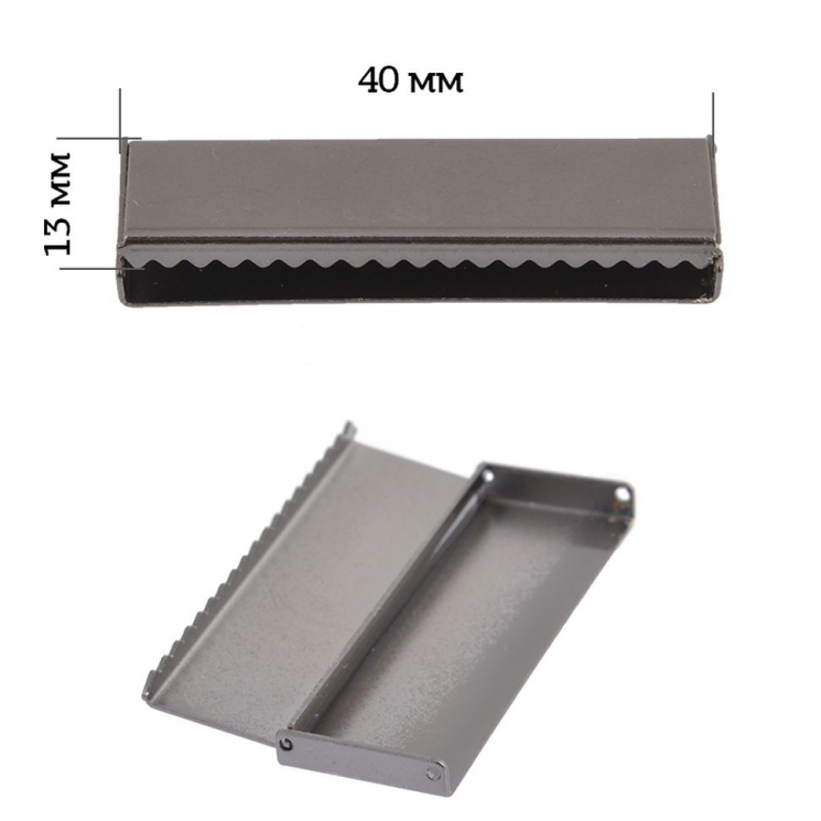 Наконечник-зажим для стропы латунь TBY.029 40х13мм цв.2 черный никель уп.10шт.