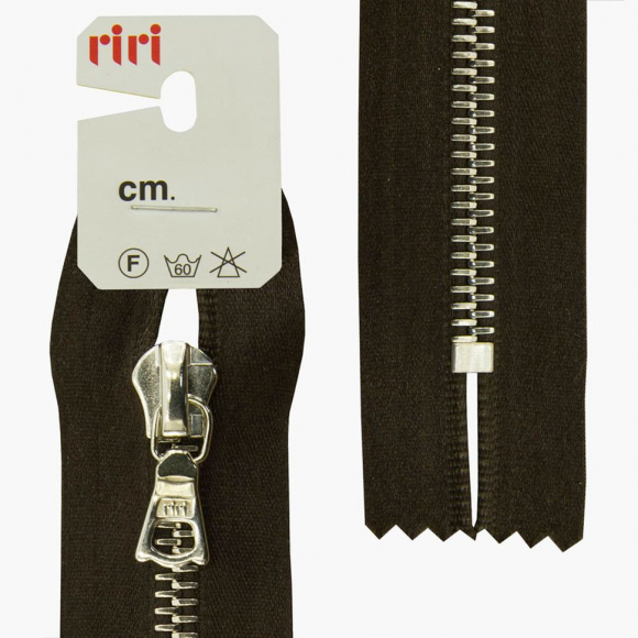 29516_Молния металл, Ni, неразъёмная, на атласной тесьме, 6 мм, 16 см, цвет 2226, темный шоколад