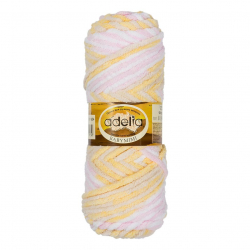 Пряжа ADELIA BABY MIMI (100% полиэстер) 5х100г/80м цв.04 белый-бежевый-желтый-св.розовый