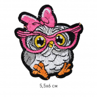 Термоаппликации арт.TBY-2207 Сова с бантиком 5,5х6см, уп.10шт