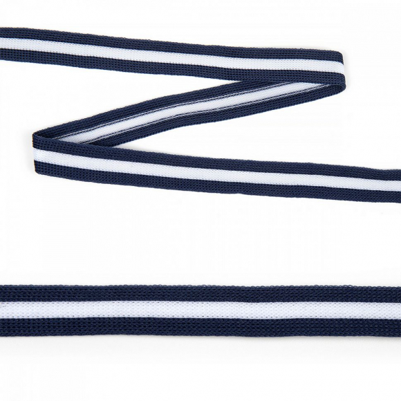 Тесьма TBY трикотажная Лампас KTS4215 шир.15мм цв.темно-синий уп.32м Тесьма TBY трикотажная Лампас KTS4215 шир.15мм цв.темно-синий уп.32м