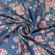 Ткань шелк Армани 90 г кв.м 97% полиэстер, 3% спандекс шир.145см арт.Р.28352.03 цв.03 синий рул.30м