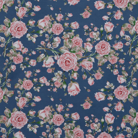 Ткань шелк Армани 90 г кв.м 97% полиэстер, 3% спандекс шир.145см арт.Р.28352.03 цв.03 синий рул.30м