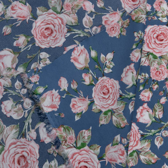 Ткань шелк Армани 90 г кв.м 97% полиэстер, 3% спандекс шир.145см арт.Р.28352.03 цв.03 синий рул.30м