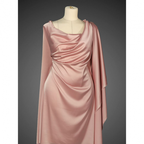 Ткань шелк Армани 90г/м? 97% ПЭ 3% Спандекс шир.150см арт.TBYArm-061 цв.61 пудра-розовая рул.25м