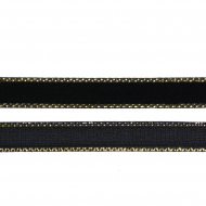 Лента бархатная арт.TBY.LB10GLD.05 нейлон шир.10мм цв.черный-золото уп.30м