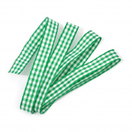 Лента тканевая с рисунком Клетка арт.TBY.LDTK2207 шир.10мм цв.зеленый/белый уп.20м
