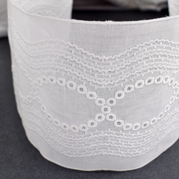 173891_Шитье-вышивка на батисте, прошва, 110 мм, цвет белый