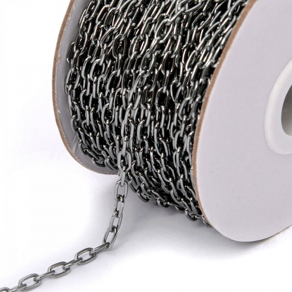 Цепочка 4х1мм, TBY-1941-2 металл цв.черн.никель рул.25м