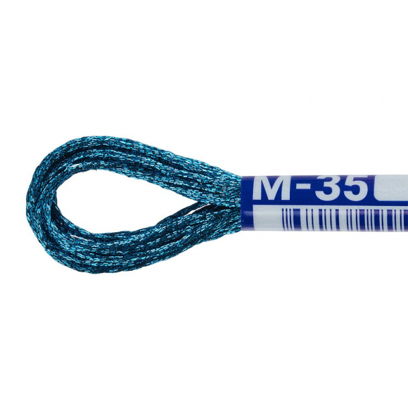 Нитки для вышивания Gamma мулине NM металлик 100% полиэстер 12 x 8 м цв.М-35 аквамарин