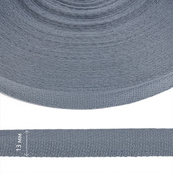 Тесьма киперная 13 мм хлопок 1,8г/см арт.12.2С-253К.13.044 цв.стальной уп.50м