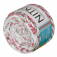 Пряжа Ideal трикотажная 100м, 350-380 г, ширина 7-9мм цв. розовый букет принтованный