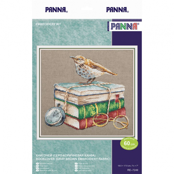Набор для вышивания PANNA арт. RE-7249 Книгочей (серо-коричневая канва) 18,5х17,5 см Набор для вышивания PANNA арт. RE-7249 Книгочей (серо-коричневая канва) 18,5х17,5 см