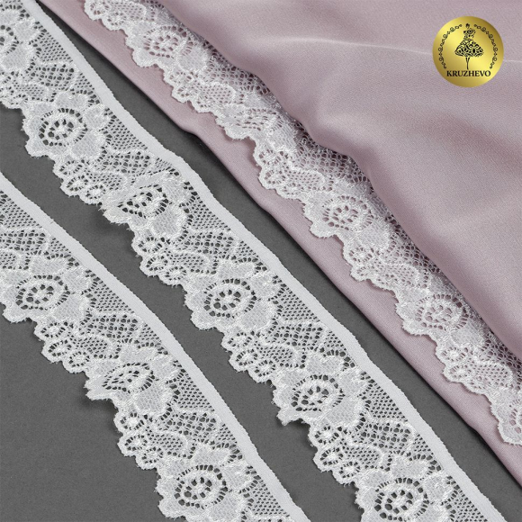 Кружево-стрейч KRUZHEVO арт.TBY.L839 шир.30мм цв.F102 молочный уп.50м