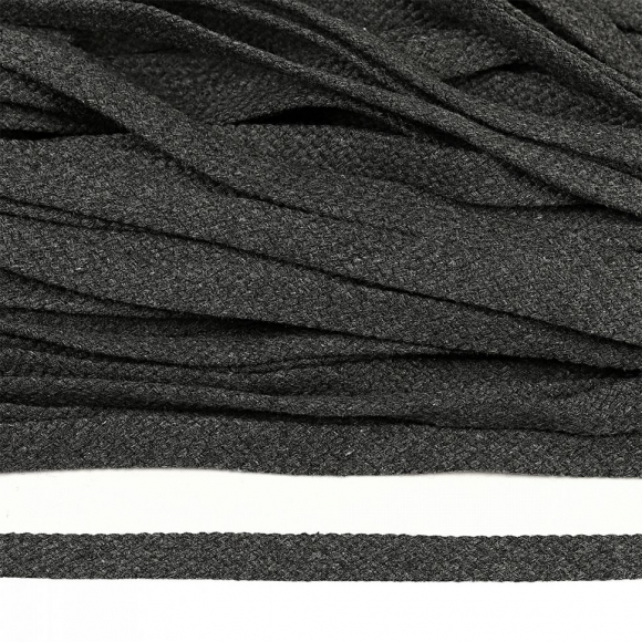 Шнур плоский х/б 10мм турецкое плетение цв.030 т.серый уп.50 м Шнур плоский х/б 10мм турецкое плетение цв.030 т.серый уп.50 м