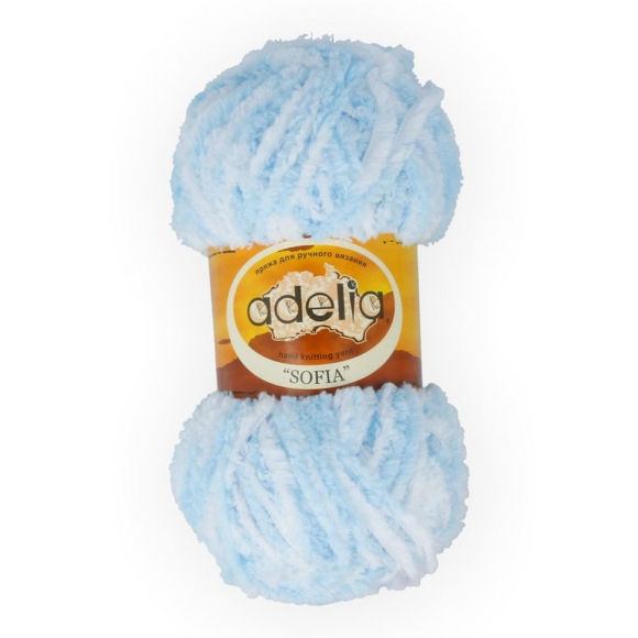 Пряжа ADELIA SOFIA (100% полиэстер) 10х50г/90м цв.03 голубой/белый Пряжа ADELIA SOFIA (100% полиэстер) 10х50г/90м цв.03 голубой/белый