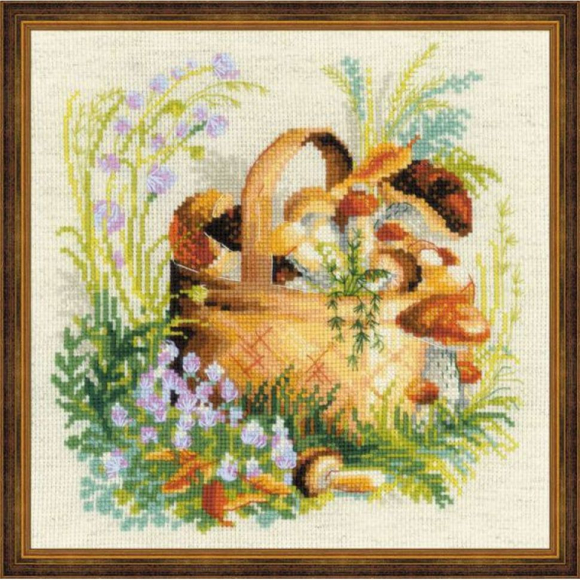 Набор для вышивания РИОЛИС арт.1363 Грибное лукошко 30х30 см