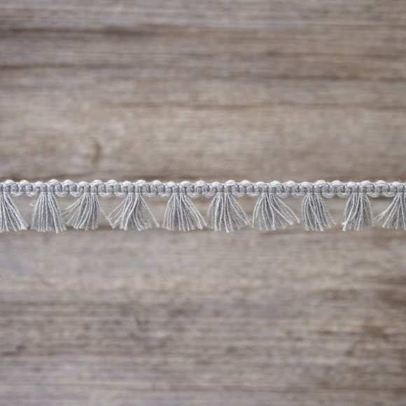 Тесьма декоративная, 16 мм, с бахромой, цвет серый