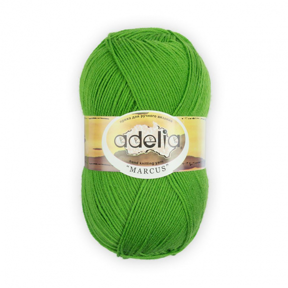 Пряжа ADELIA MARCUS (60% полиэстер, 40% шерсть) 5х100г/375м цв.11 яр.салатовый