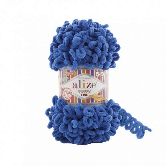Пряжа для вязания Ализе Puffy Fine (100% микрополиэстер) 5х100г/14м цв.637 морская волна