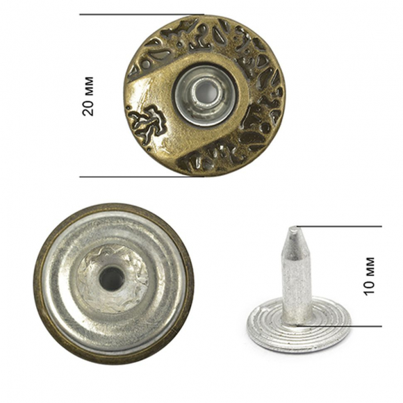 Пуговицы джинсовые сталь 20мм CY 1230 New Star цв. антик уп. 1000шт