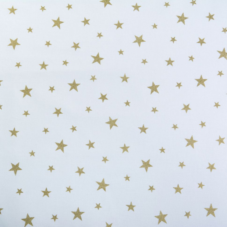 Ткань ранфорс с глитером Звездочки, арт.WH 19630-1, 130г/м?,100% хлопок, шир.240см, цв.белый/золото, уп.10м