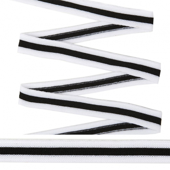 Тесьма TBY трикотажная Лампас KTS0515 шир.15мм цв.бел/чер уп.32м Тесьма TBY трикотажная Лампас KTS0515 шир.15мм цв.бел/чер уп.32м