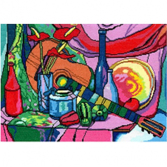 Набор для вышивания мулине НИТЕКС арт.А-0006 Натюрморт с гитарой 40х29 см