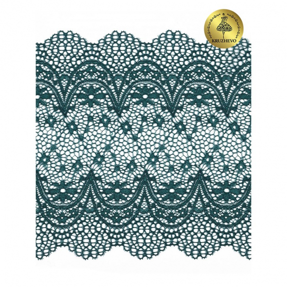 Кружево-стрейч KRUZHEVO арт.TBY 8013 шир.220мм цв.222 изумрудно-синий уп.10м