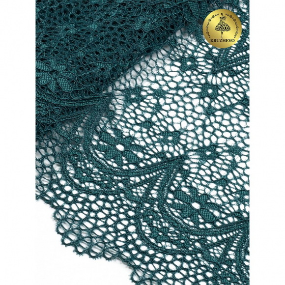 Кружево-стрейч KRUZHEVO арт.TBY 8013 шир.220мм цв.222 изумрудно-синий уп.10м