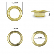 Люверсы сталь TBY.2089 №5 (? 8мм, h 4мм) цв. золото уп. 500шт