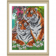 Набор для вышивания бисером ПАУТИНКА арт.Б-1469 Тигры 38х28 см