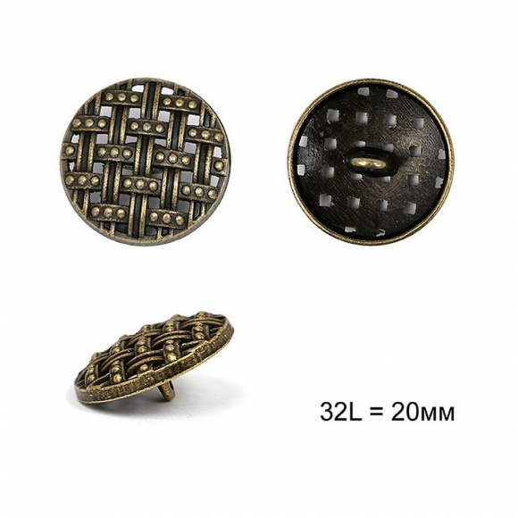 Пуговицы металлические С-ME325 цв.бронза 32L-20мм, на ножке, 12шт