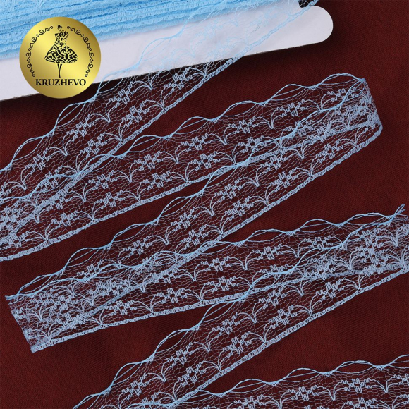Кружево-трикотаж KRUZHEVO арт.TBY 1663 шир.20мм цв.05 голубой, уп.27,4м Кружево-трикотаж KRUZHEVO арт.TBY 1663 шир.20мм цв.05 голубой, уп.27,4м