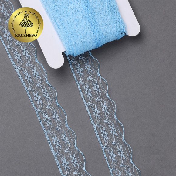 Кружево-трикотаж KRUZHEVO арт.TBY 1663 шир.20мм цв.05 голубой, уп.27,4м Кружево-трикотаж KRUZHEVO арт.TBY 1663 шир.20мм цв.05 голубой, уп.27,4м