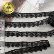 Кружево гипюр арт.КМС-1005 шир.14мм цв.черный уп.13,71м