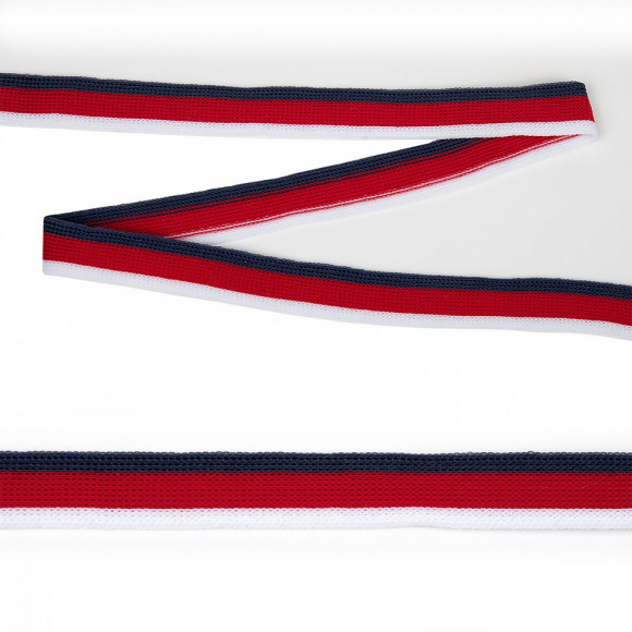 Тесьма TBY трикотажная Лампас KTS4315 шир.15мм цв.бел/черн/красн уп.32м Тесьма TBY трикотажная Лампас KTS4315 шир.15мм цв.бел/черн/красн уп.32м