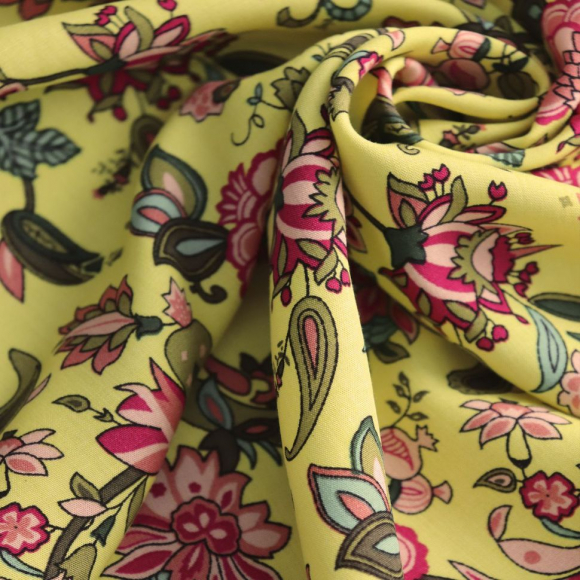 Ткань Штапель 105 г/м? 100% вискоза шир.145 см арт.Р.15380.02 цв.02 горчичный уп.25м