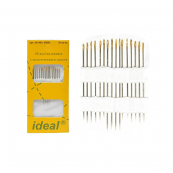 Иглы швейные ручные IDEAL арт.ID-004/ 300B3 (0340-0004), с позолоченным ушком уп.16 игл