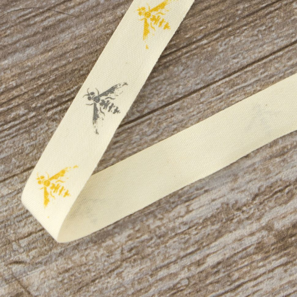 Лента хлопковая на картонной мини-катушке "Пчелы"