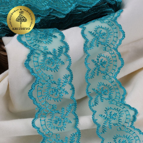 Кружево капрон KRUZHEVO арт.TBS.30010 шир.45мм цв.232 (149) бирюзовый уп.9,14м