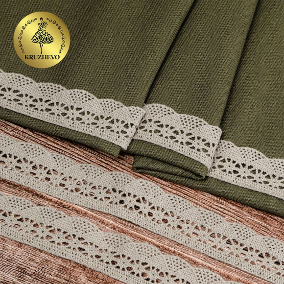 Кружево хлопковое KRUZHEVO 27мм арт.TR.1005 цв.09 лен, уп.10м Кружево хлопковое KRUZHEVO 27мм арт.TR.1005 цв.09 лен, уп.10м