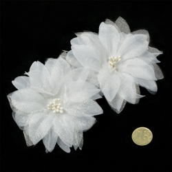 Шпильки арт.AVSH010 с цветком цв.белый 6,5 см уп.60 шт