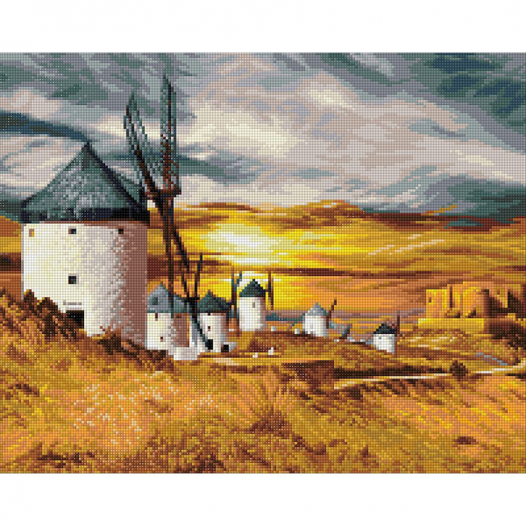 Кристальная мозаика на холсте ФРЕЯ арт.ALVA-23 Ветряные мельницы. Испания 40х50 см