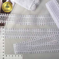 Кружево гипюр KRUZHEVO TR.2013 шир.35мм цв.01 белый, уп.9м