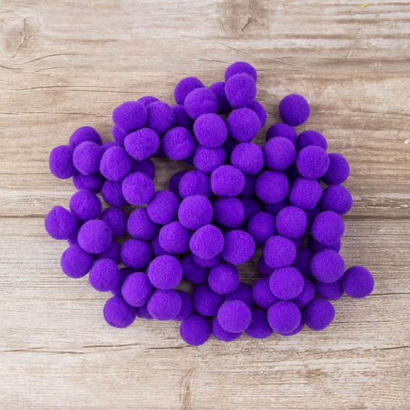 75688_Помпоны декоративные, россыпь, диаметр 20 мм, 100 шт, цвет фиолетовый