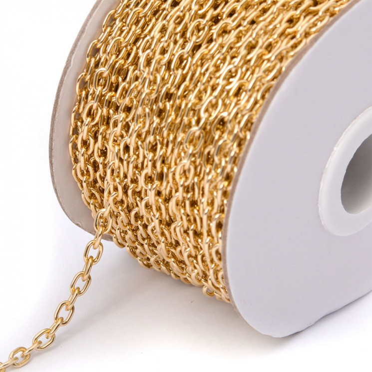 Цепочка 4х1мм, TBY-1941-3 металл цв.св.золото рул.25м