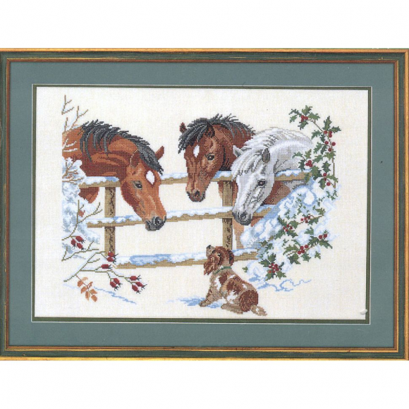 Набор для вышивания EVA ROSENSTAND арт.12-741 Лошадки и щенок 45х60 см Набор для вышивания EVA ROSENSTAND арт.12-741 Лошадки и щенок 45х60 см